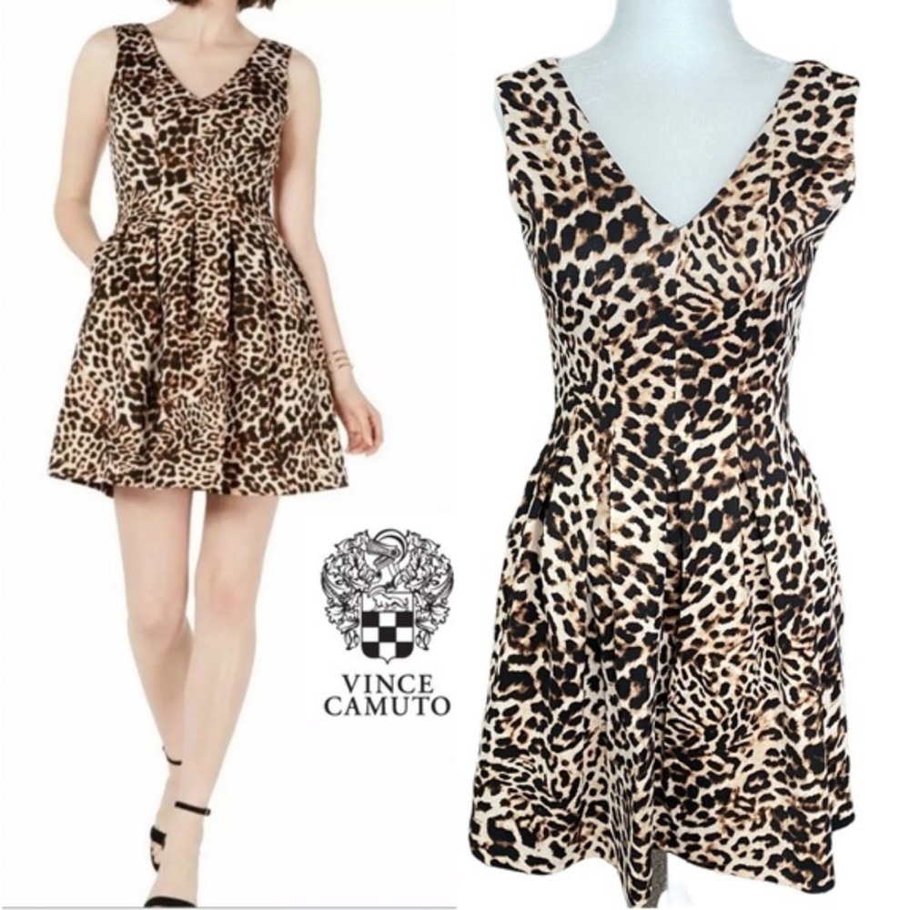 Vince Camuto Women’s Sleeveless Animal Fit & Flare Dress   Size 2